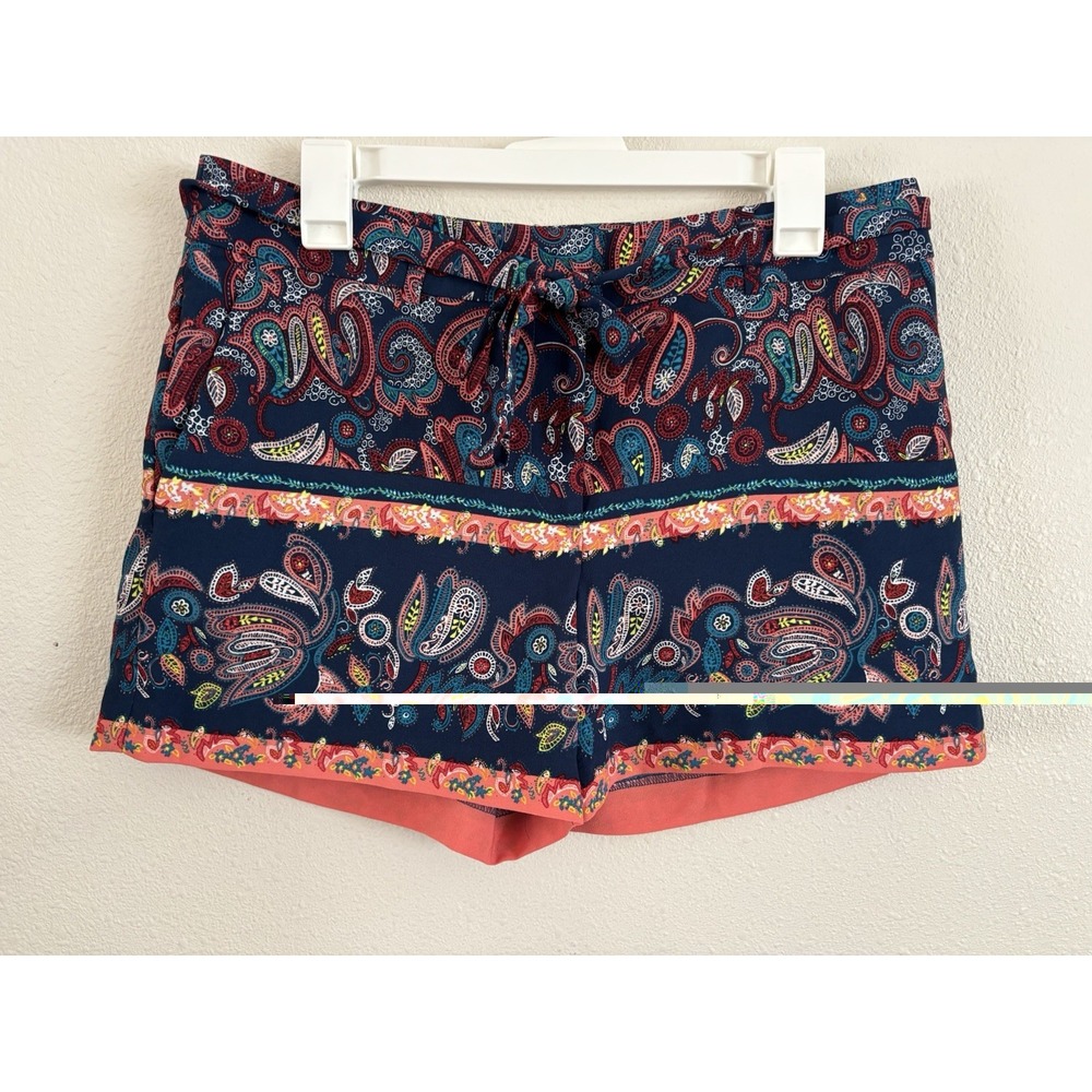 LOFT Women's Paisley Print Shorts Size 6 Navy Coral Teal NWT